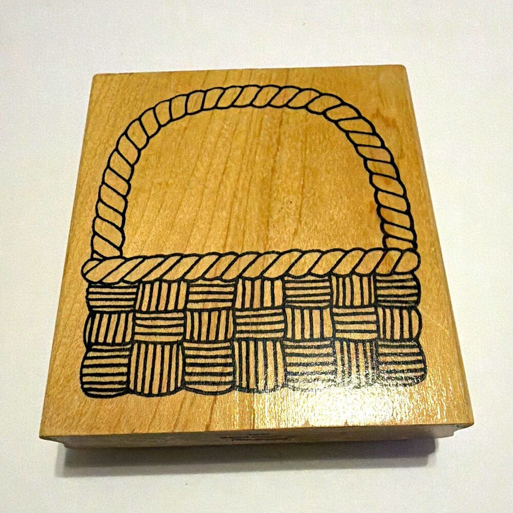 Azee Elephant Inc. Wood Mounted Rubber Stamp Basket Theme M561